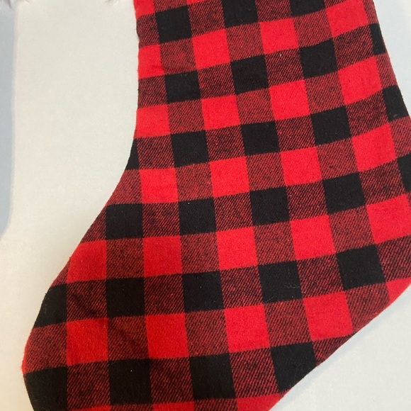 Red and Black Buffalo Plaid Christmas Santa Stockings. Faux Fur Trim 18"L x 7.5W - Picture 8 of 11